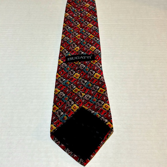 Bugatti designer 100% silk necktie, pattern logo - Picture 2 of 5